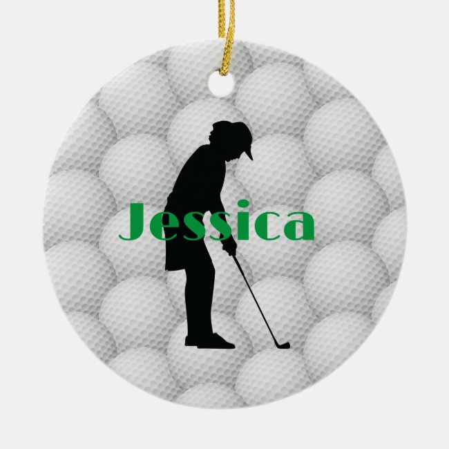 Golf Balls Golfer Abstract Design Ceramic Ornament