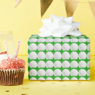 Golf Balls in Grass Pattern Wrapping Paper
