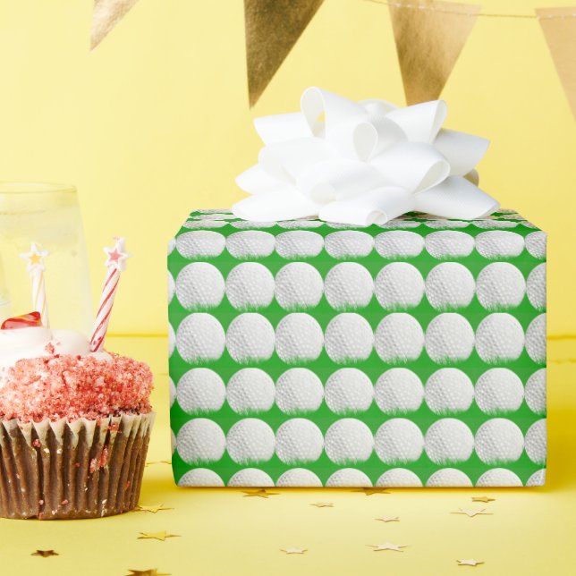 Golf Balls in Grass Pattern Wrapping Paper (Birthday Party)