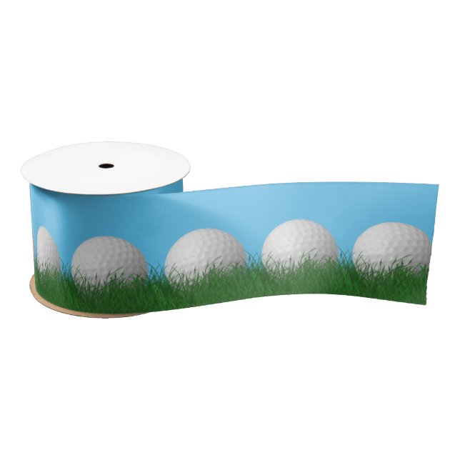 Golf Balls In Grass Satin Ribbon (Spool)