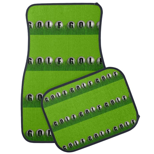 Golf Balls in Green Grass Car Mat (Set)