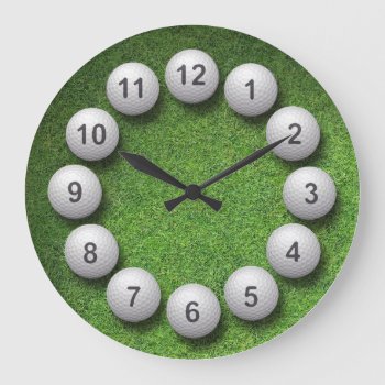 Golf Balls Large Clock by Impactzone at Zazzle