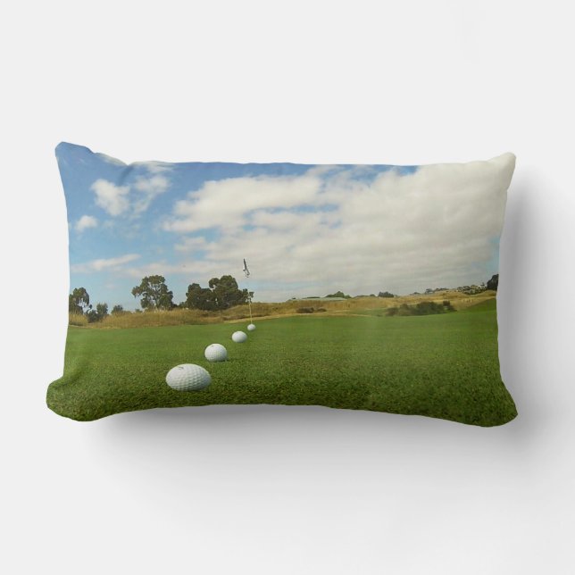 Golf Balls Lined Up To Flag, Lumbar Pillow (Front)
