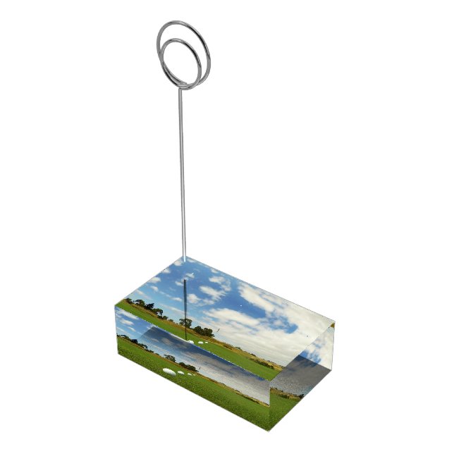 Golf Balls Lined Up To Flag, Place Card Holder (Corner)