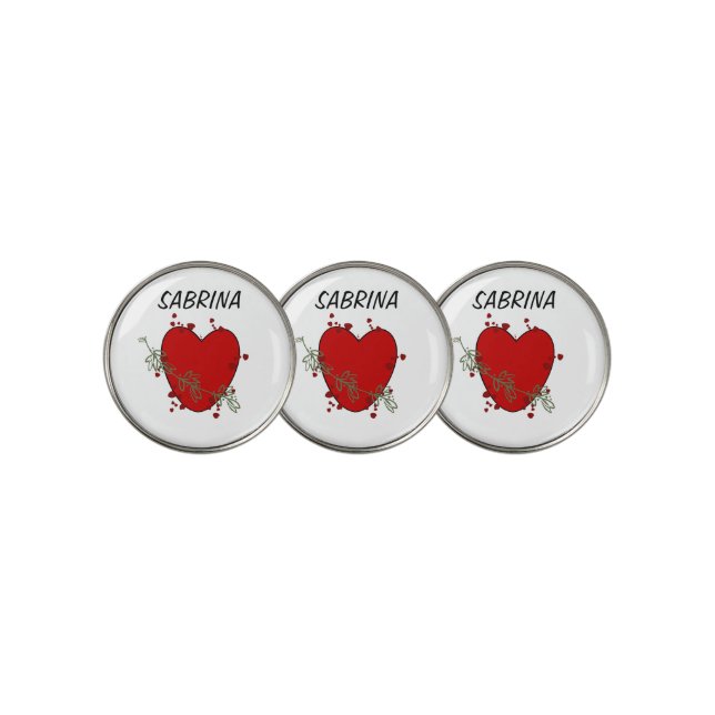 Golf Balls Marker "Red Heart" (3 Up)