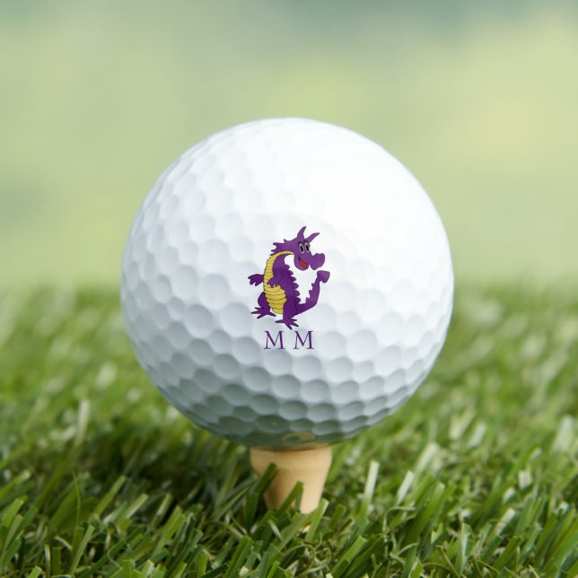 Golf Balls Monogrammed Purple Dragon Design (Insitu Tee)