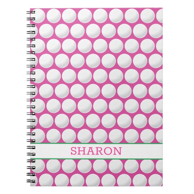 Golf Balls Name Pink Green White Notebook (Front)