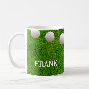 Golf Balls on Freshly Cut Grass Personalized Coffee Mug