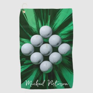 Golf Balls on Green Abstract Background