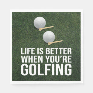 Golf Balls on Green grass background Napkins