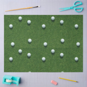 Golf balls on Green grass background Tissue Paper