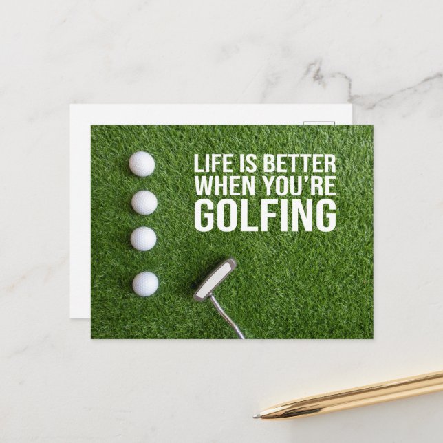Golf balls on green grass for golfer postcard (Front/Back In Situ)