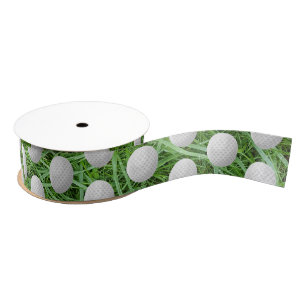 Golf Balls on Green Grass Grosgrain Ribbon