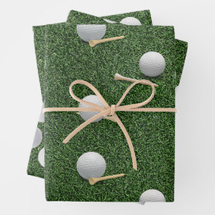 Golf balls on green grass wrapping paper sheets