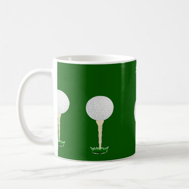 Golf balls pattern on green coffee mug (Left)