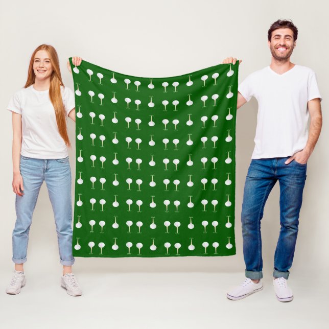 Golf balls pattern on green fleece blanket (In Situ)