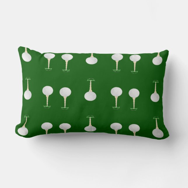 Golf balls pattern on green lumbar pillow (Front)