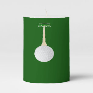 Golf balls pattern on green pillar candle