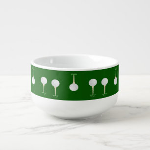 Golf balls pattern on green soup mug