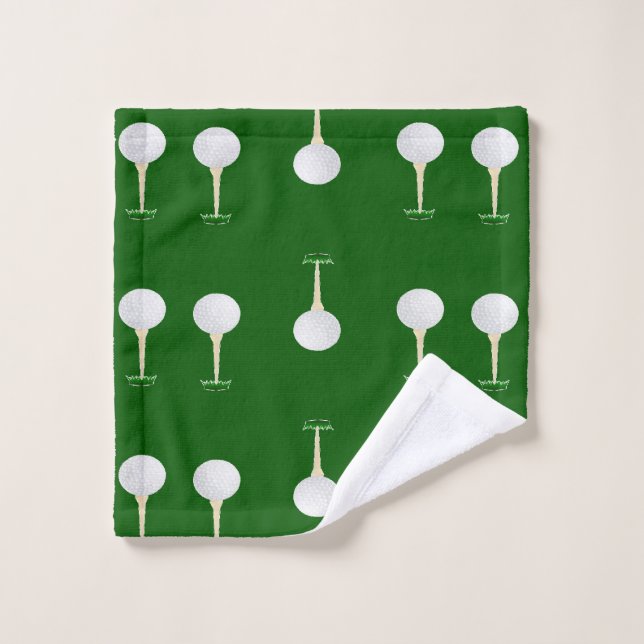 Golf balls pattern on green wash cloth (Wash Cloth)