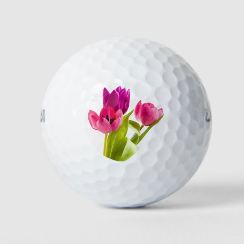 Golf Balls Pink Green Flower Design Art