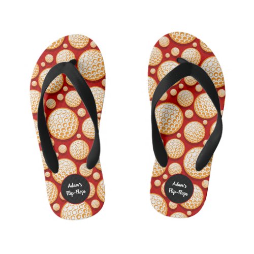 Golf Balls Red Patterns Kids Flip Flops