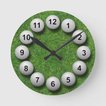 Golf Balls Round Clock by Impactzone at Zazzle