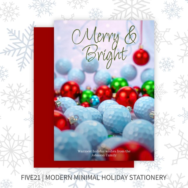 Golf Balls & Shiny Ornaments • Red Holiday Card (Creator Uploaded)
