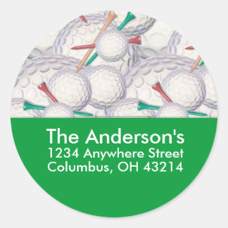 Golf Balls & Tees Address Label/Sticker Classic Round Sticker