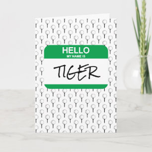 Golf Balls Tees Nametag NAME Modern Golfing Fun Card