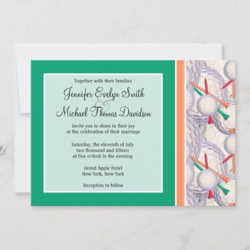 Golf Balls  Tees Pattern Invitation