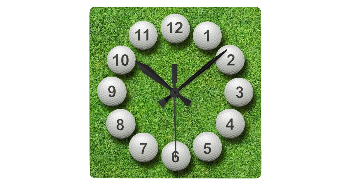 Golf Balls Timepiece Square Wall Clock