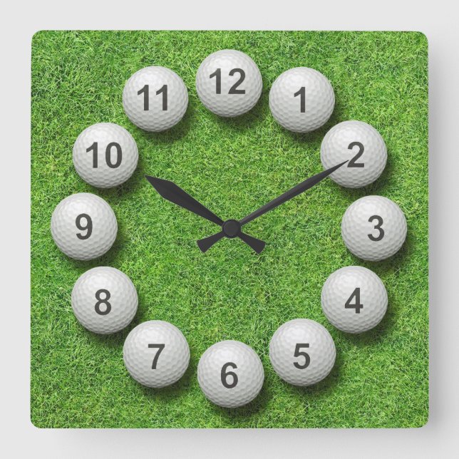 Golf Balls Timepiece Square Wall Clock (Front)