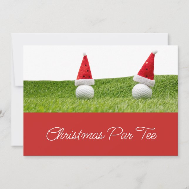 Golf balls with Santa hats Christmas Invitation (Front)