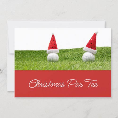 Golf balls with Santa hats Christmas Invitation