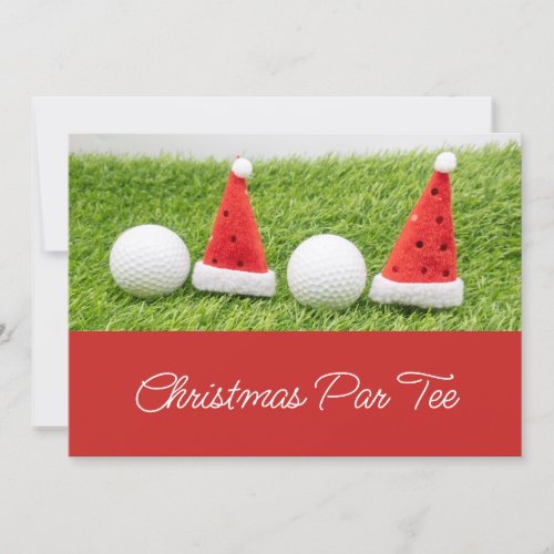 Golf balls with Santa hats Christmas Invitation 