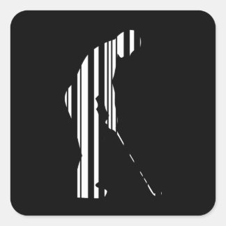 GOLF BAR CODE Golfer Golfing Sports Pattern Design Square Sticker