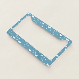 Golf Bat And Blue Background License Plate Frame