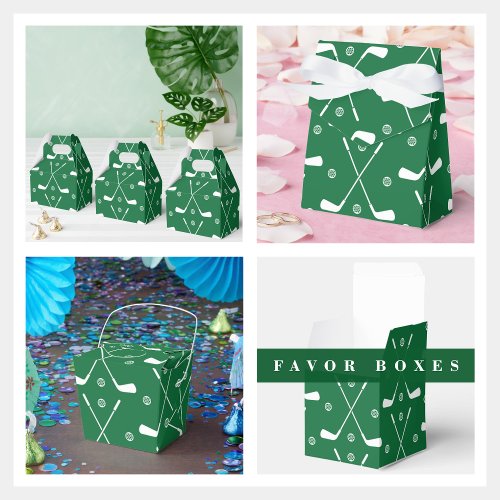 Golf Bat And Green Backgrond Favor Boxes