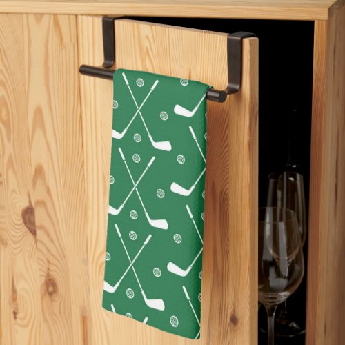 Golf Bat And Green Backgrond Kitchen Towel