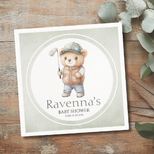 Golf Bear Lets Par - Tee Personalized Baby Shower Napkins
