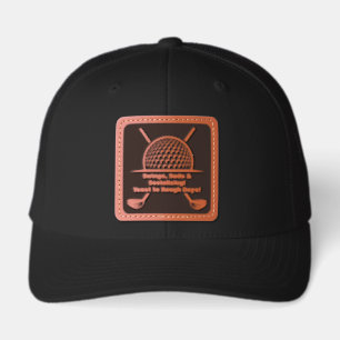Golf & Beer Swings Suds Socializing Leather Patch Hat