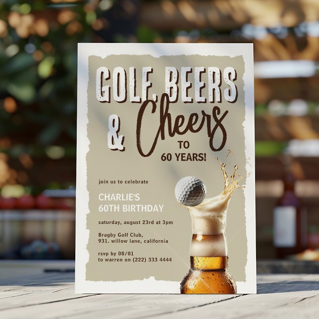 Golf, Beers & Cheers to 60 Years Birthday Invitation (Creator Uploaded)