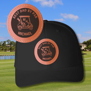 GOLF BEST DAD / BEST GRANDDAD BY PAR NAME MONOGRAM LEATHER PATCH HAT