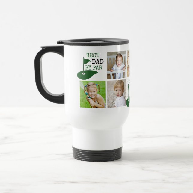 Golf BEST DAD BY PAR 7 Photo Collage Travel Mug (Left)