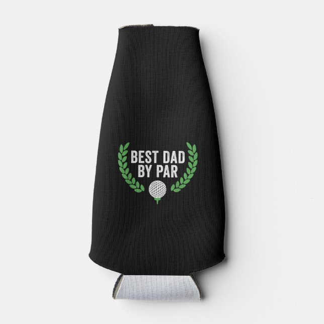 Golf Best Dad By Par Funny Golfing Pun Birthday Bottle Cooler (Front)