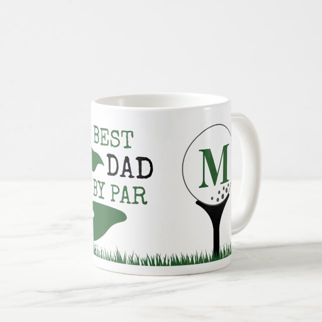 Golf BEST DAD BY PAR Monogram Coffee Mug (Front Right)