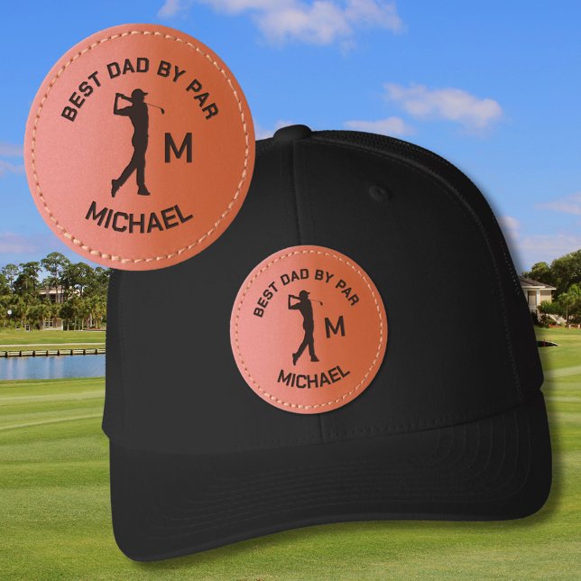 GOLF BEST DAD / GRANDAD BY PAR NAME MONOGRAM LEATHER PATCH HAT (Creator Uploaded)