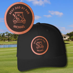 GOLF BEST DAD / GRANDAD BY PAR NAME MONOGRAM LEATHER PATCH HAT
