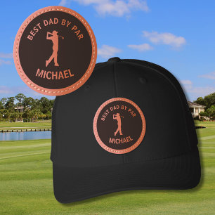 GOLF BEST DAD / GRANDAD BY PAR NAME MONOGRAM LEATHER PATCH HAT